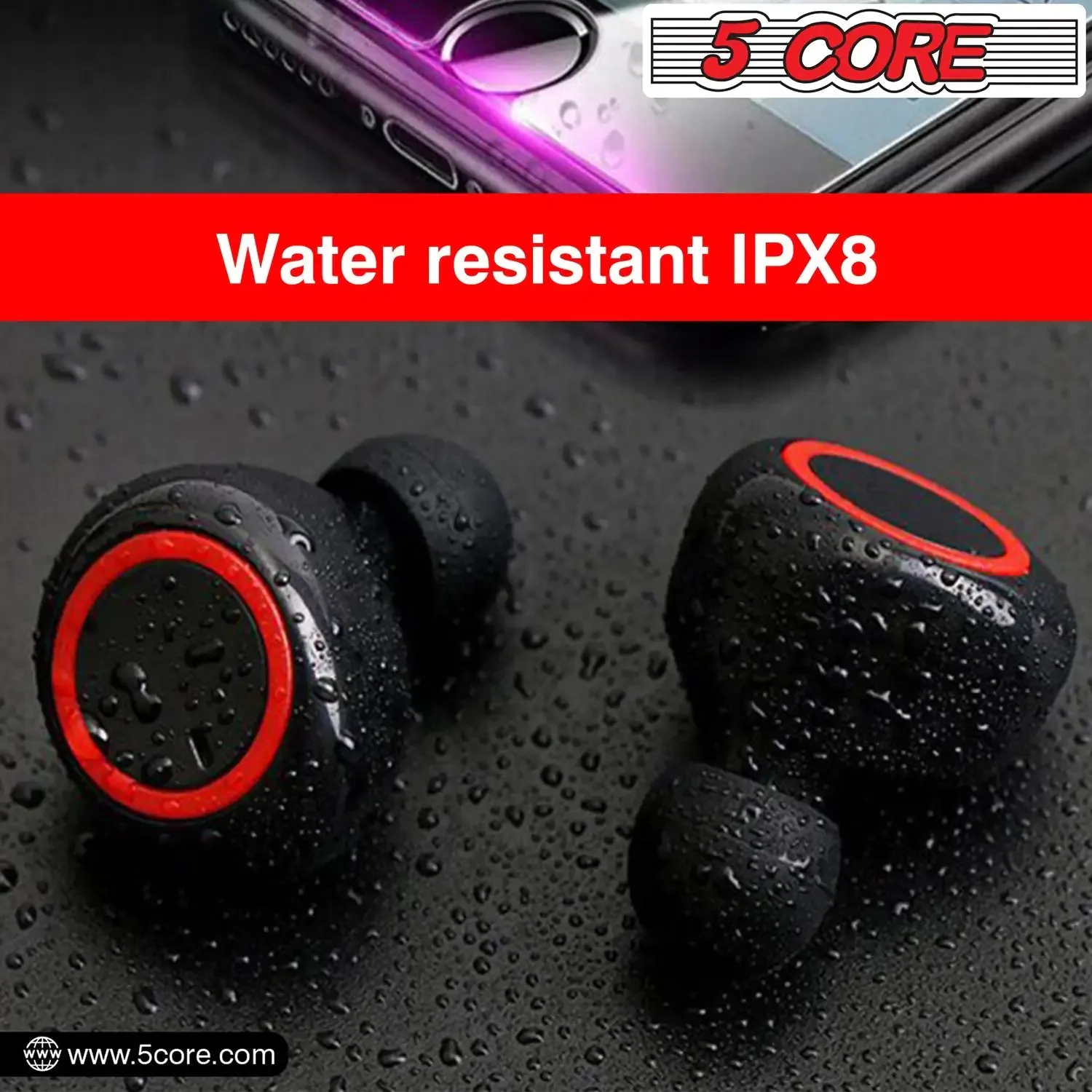 5 Core Wireless Ear Buds Mini Bluetooth Earbud Headphones Wire Less 32 Hours Playtime IPX8