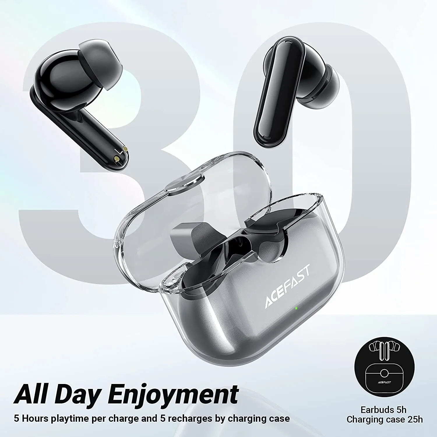 ACEFAST T3 TRUE WIRELESS STEREO EARBUDS, Bluetooth Headphones, Bluetooth 5.2 Wireless In-Ear Earphones with Qualcomm APTX HiFi, 13 mm Driver, CVC 8.0 Noise Cancellation, 4 Microphone, 30 Hours Battery