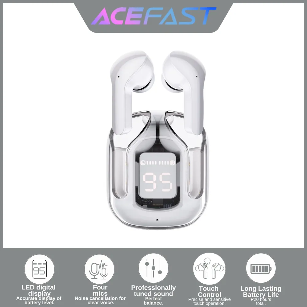 ACEFAST T6 BLEUTOOTH V5.0 ENC TRUE WIRELESS STEREO EARBUDS - GREY