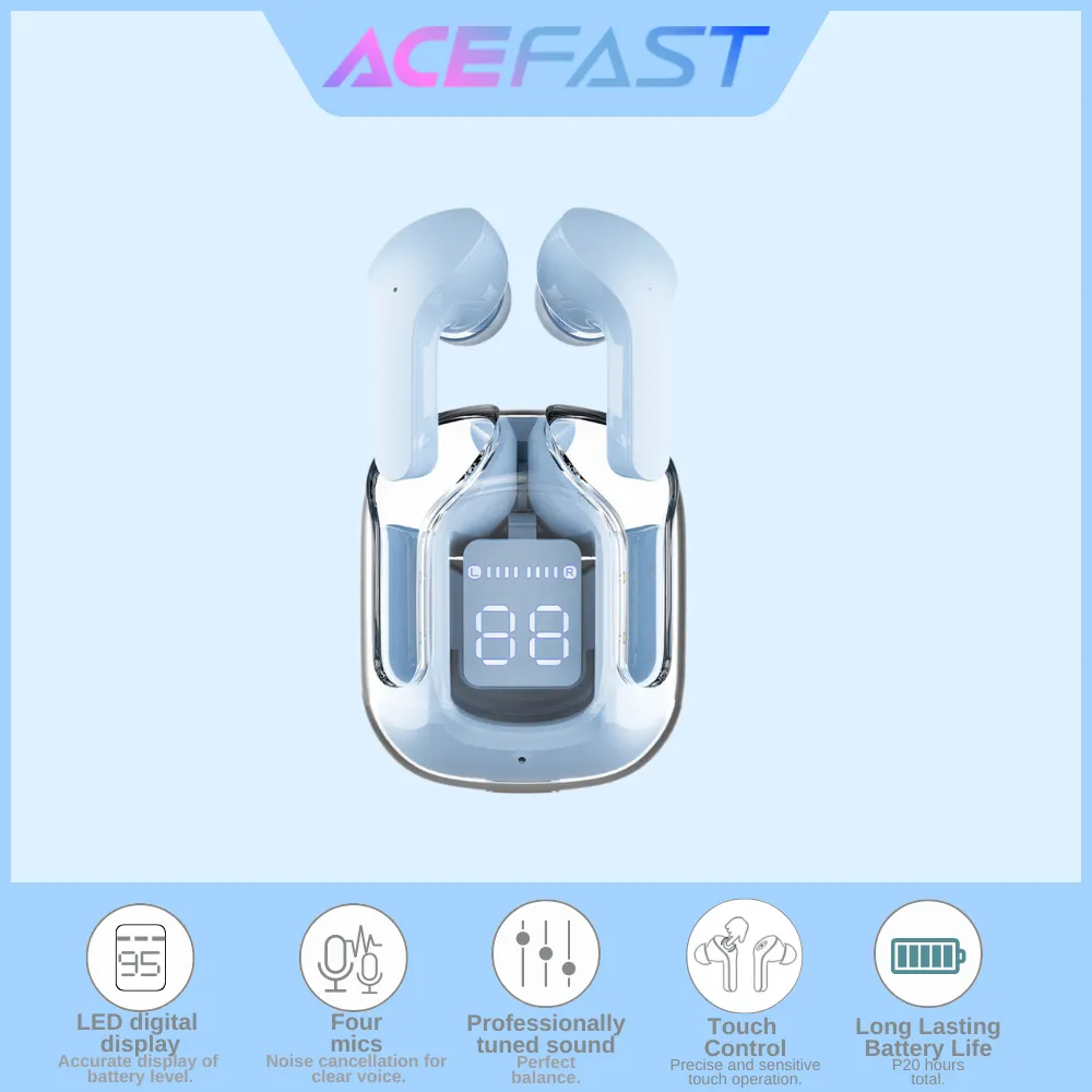 ACEFAST T6 BLEUTOOTH V5.0 ENC TRUE WIRELESS STEREO EARBUDS - ICE BLUE