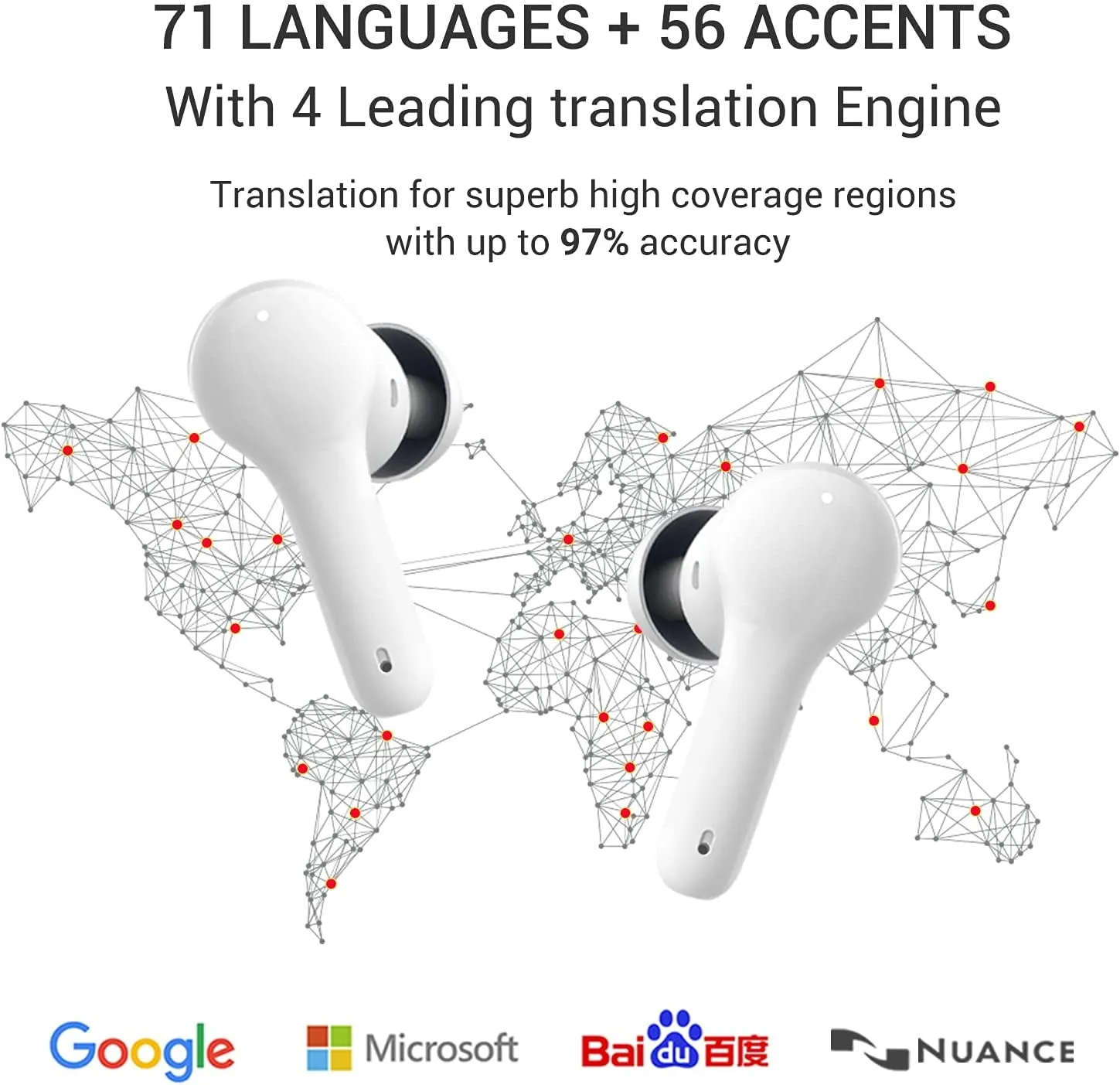 Optimized E-commerce Product Title: ANFIER M6 Language Translator Earbuds - Supports 71 Languages & 56 Accents, 0.5S Real-Time Translation, for Music and Calls, Wireless Device with APP for iOS & Android