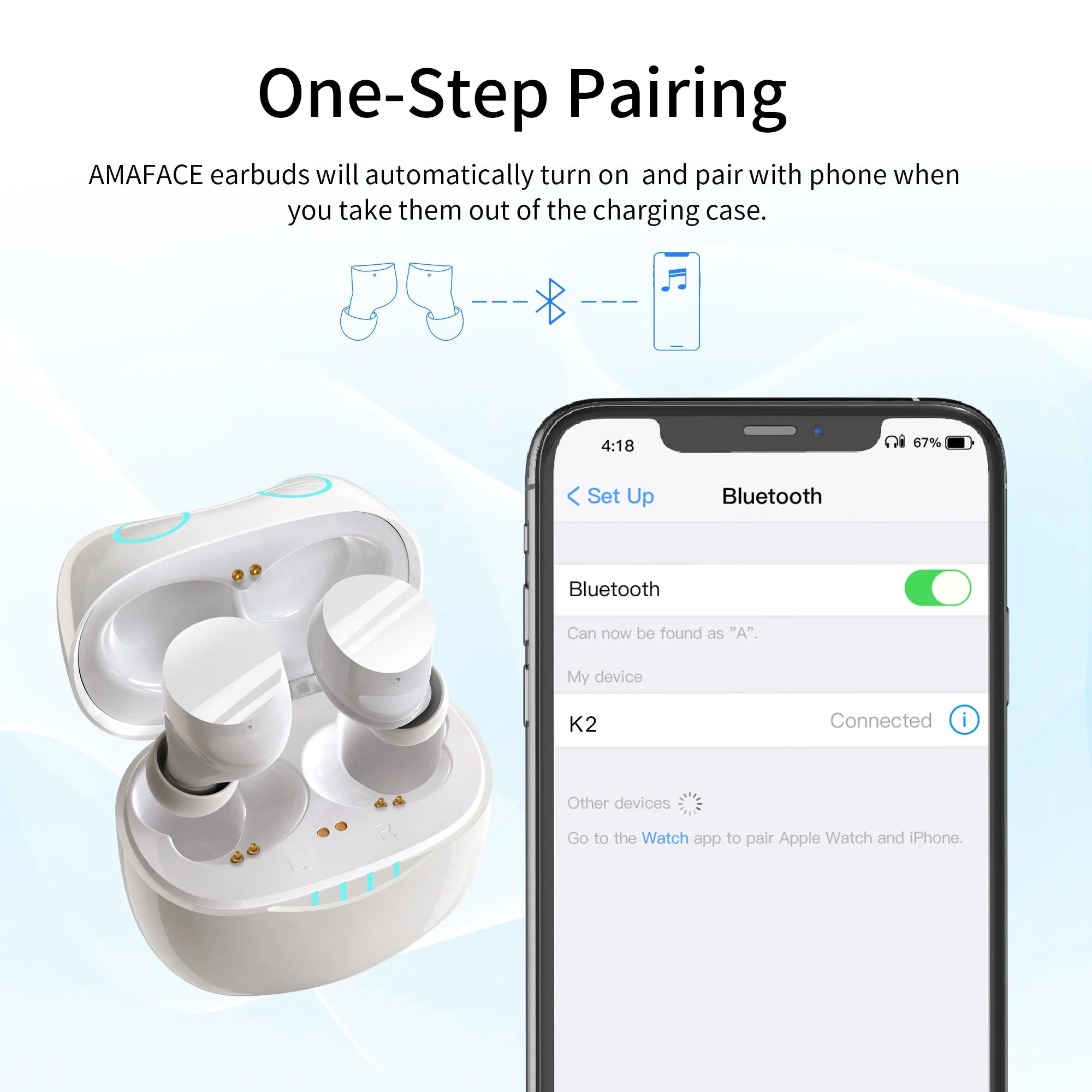 AnjieloSmart Bluetooth V5.0 Wireless Earbuds with Wireless Charging Case Waterproof