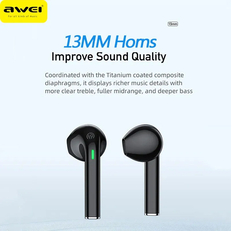 Awei TWS Earbuds Smart Touch With Charging Case Long Battery Life Extra Bass