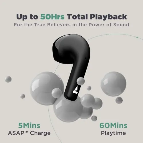 boAt Airdopes Atom 81 TWS Earbuds with Upto 50H Playtime, Quad Mics ENx™ Tech, 13MM Drivers,Super Low Latency(50ms), ASAP™ Charge, BT v5.3(Opal Black)