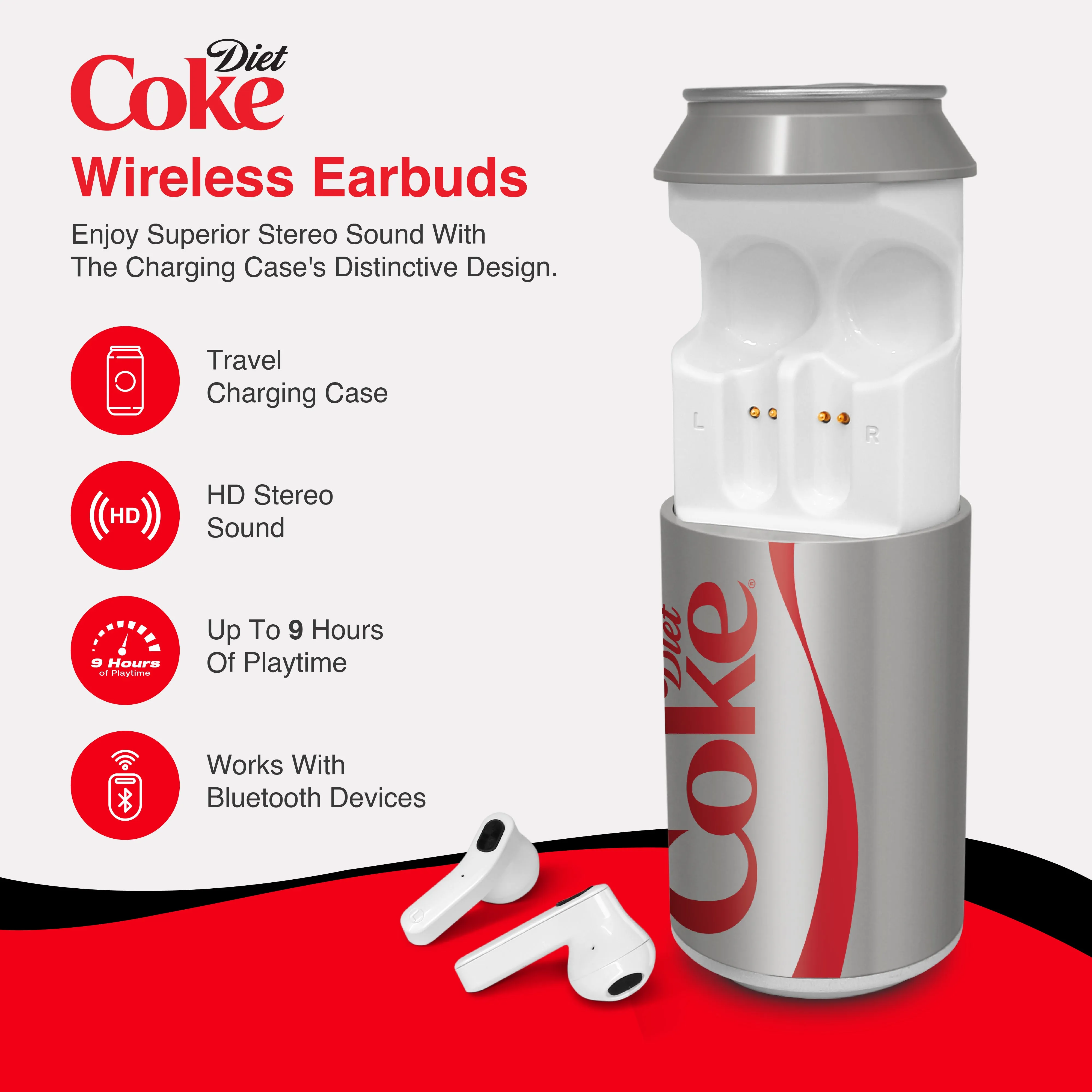 Coca-Cola Wireless Earbuds with Can Shaped Charging Case