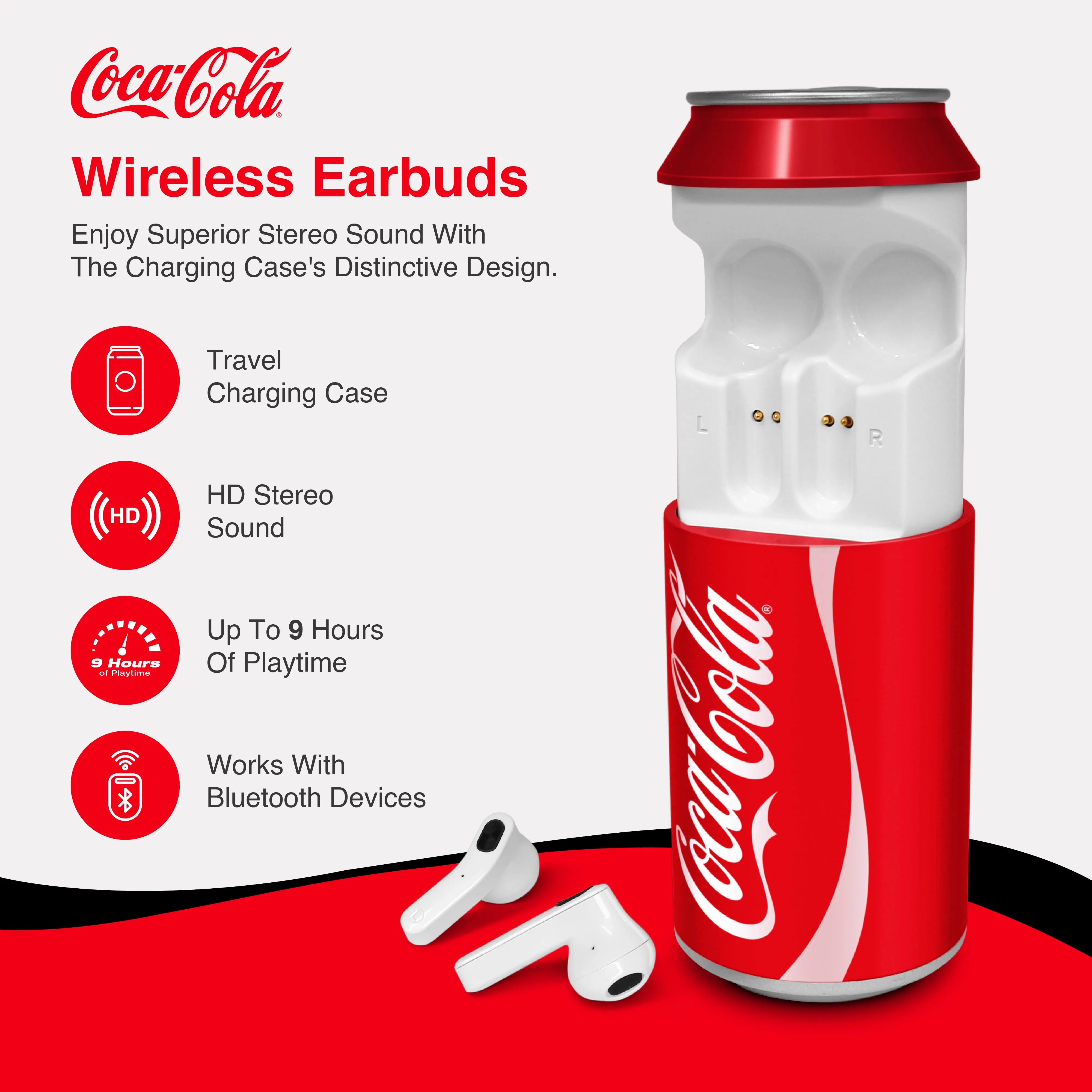 Coca-Cola Wireless Earbuds with Can Shaped Charging Case