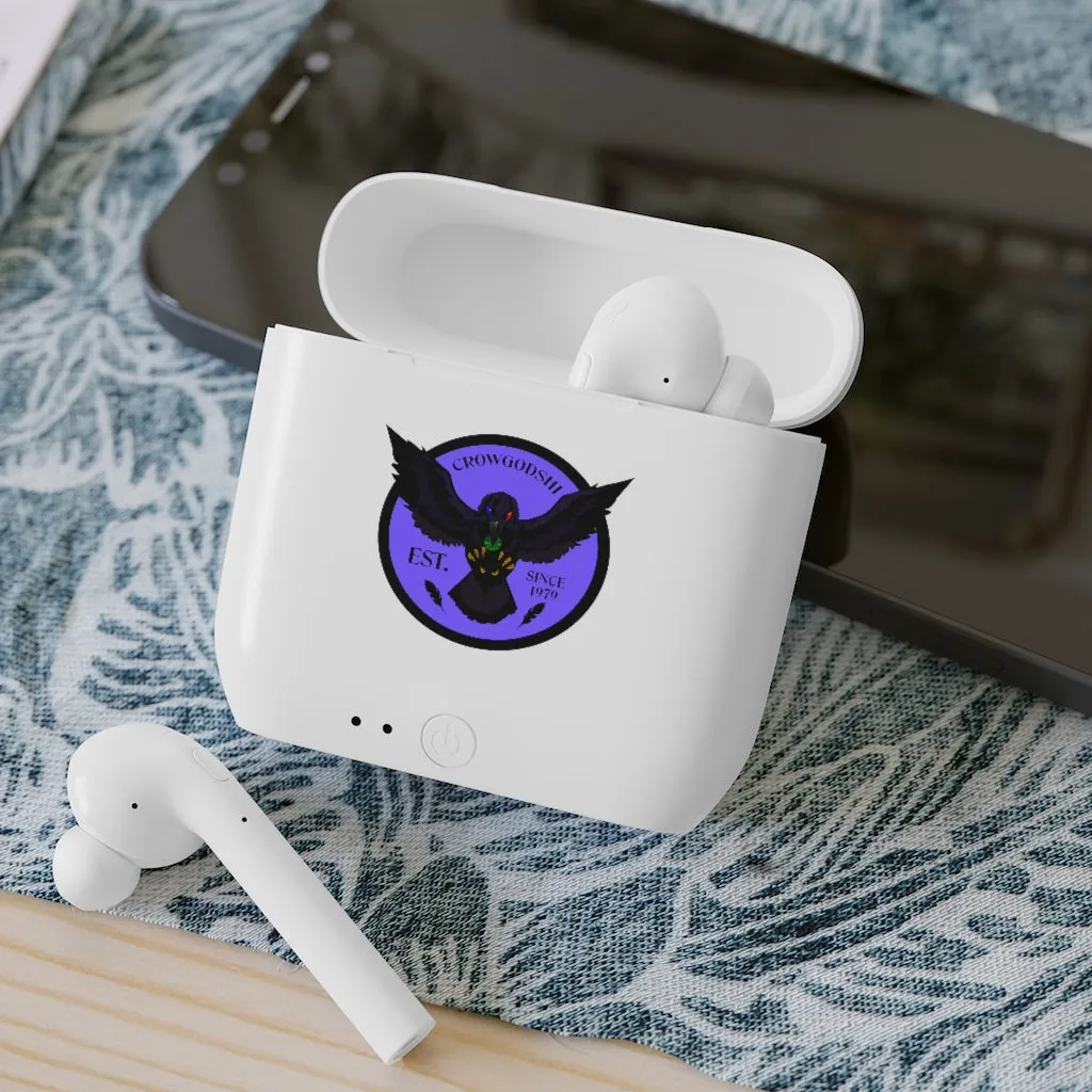 Crowgodshi Designer Essos Wireless Earbuds, PURPLE LOGO