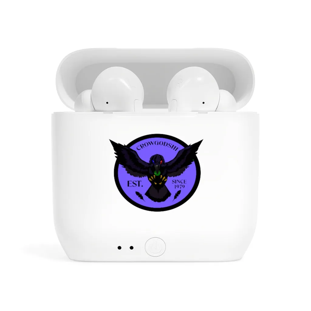 Crowgodshi Designer Essos Wireless Earbuds, PURPLE LOGO