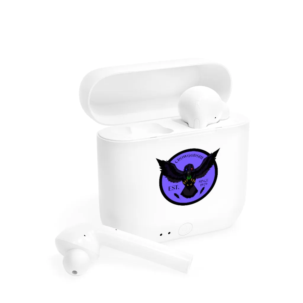 Crowgodshi Designer Essos Wireless Earbuds, PURPLE LOGO