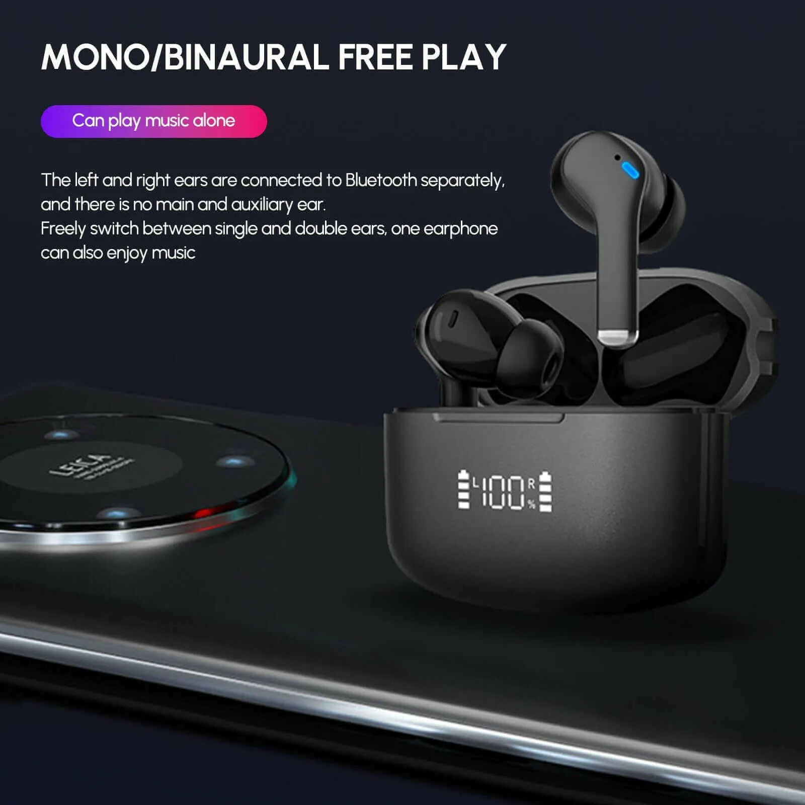 Dual Noise Cancelling True Wireless Earbuds Bluetooth Headphones