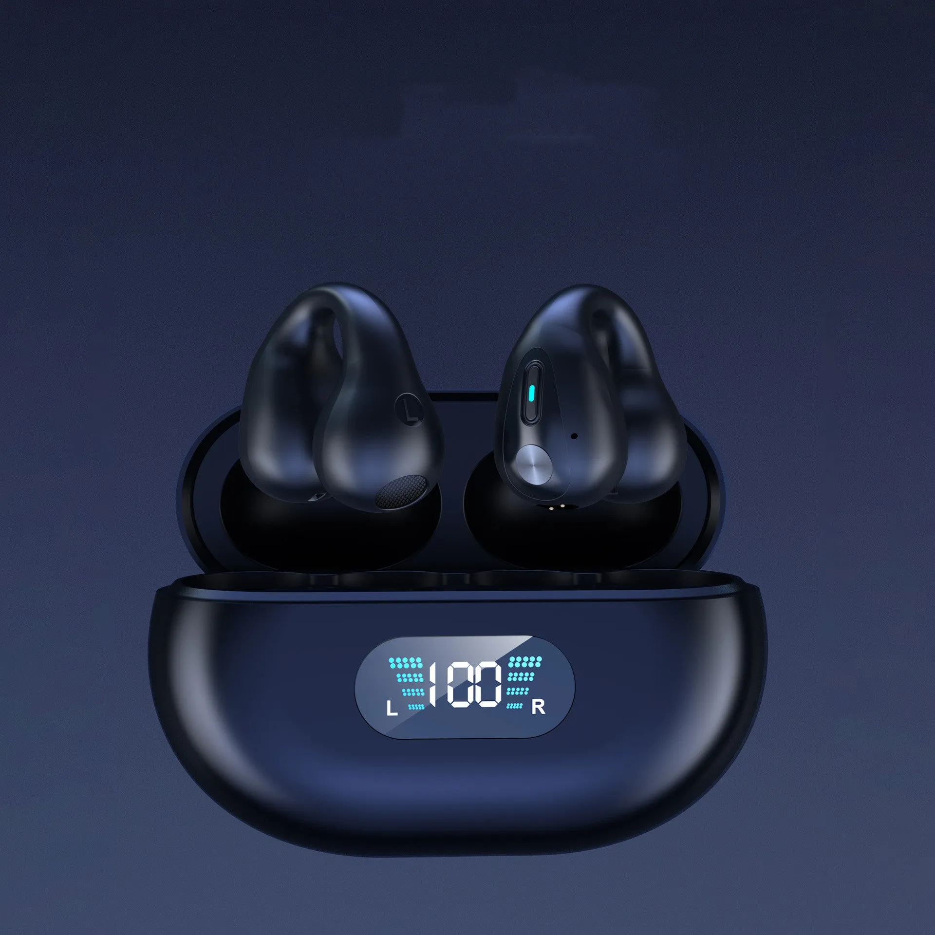 Ear Clip Bluetooth 5.3 Touch Wireless Earphone In-Ear Bass HIFI Sports with Bone Conduction