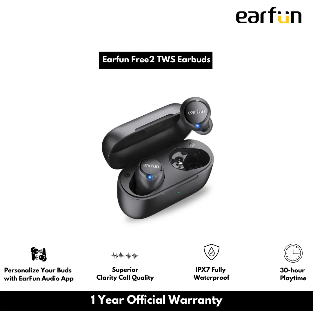 Earfun TW101/101S/101B Free 2/ Free 2S Bluetooth V5.2 True Wireless Earbuds