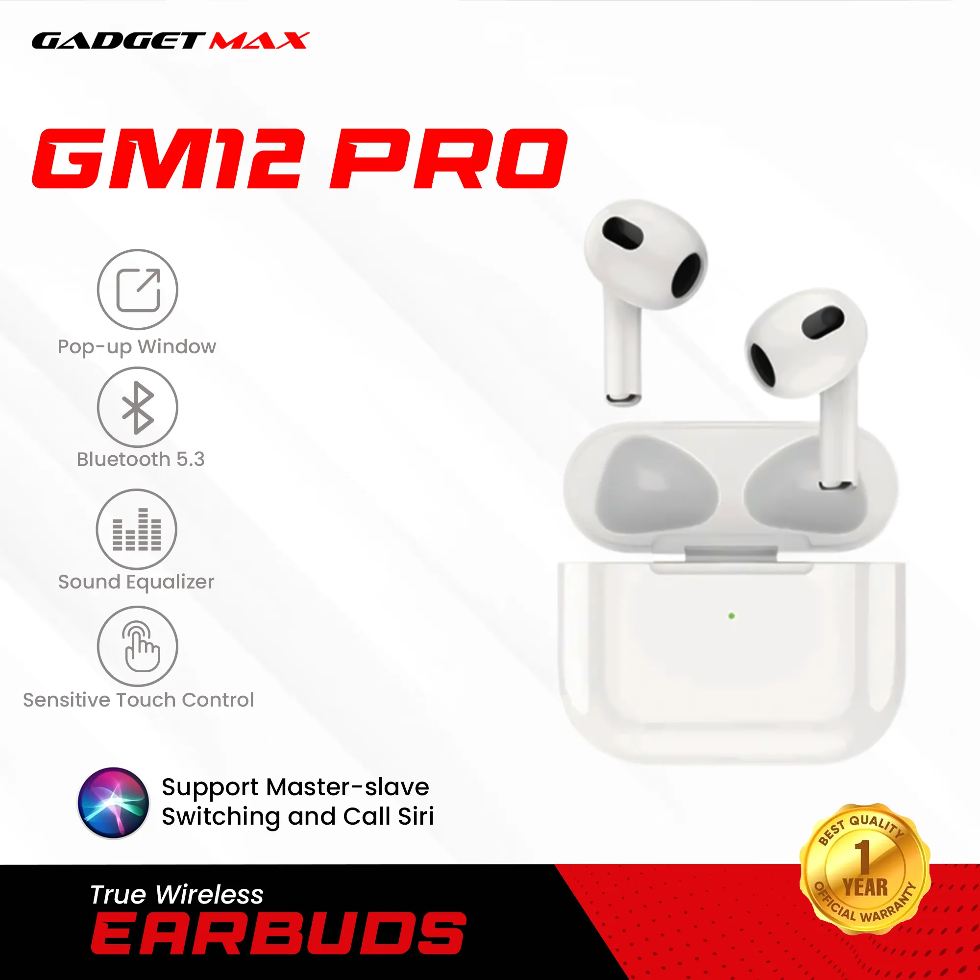 GADGET MAX GM12 PRO EW43 TRUE WIRELESS STEREO HEADSET TWS Earbuds