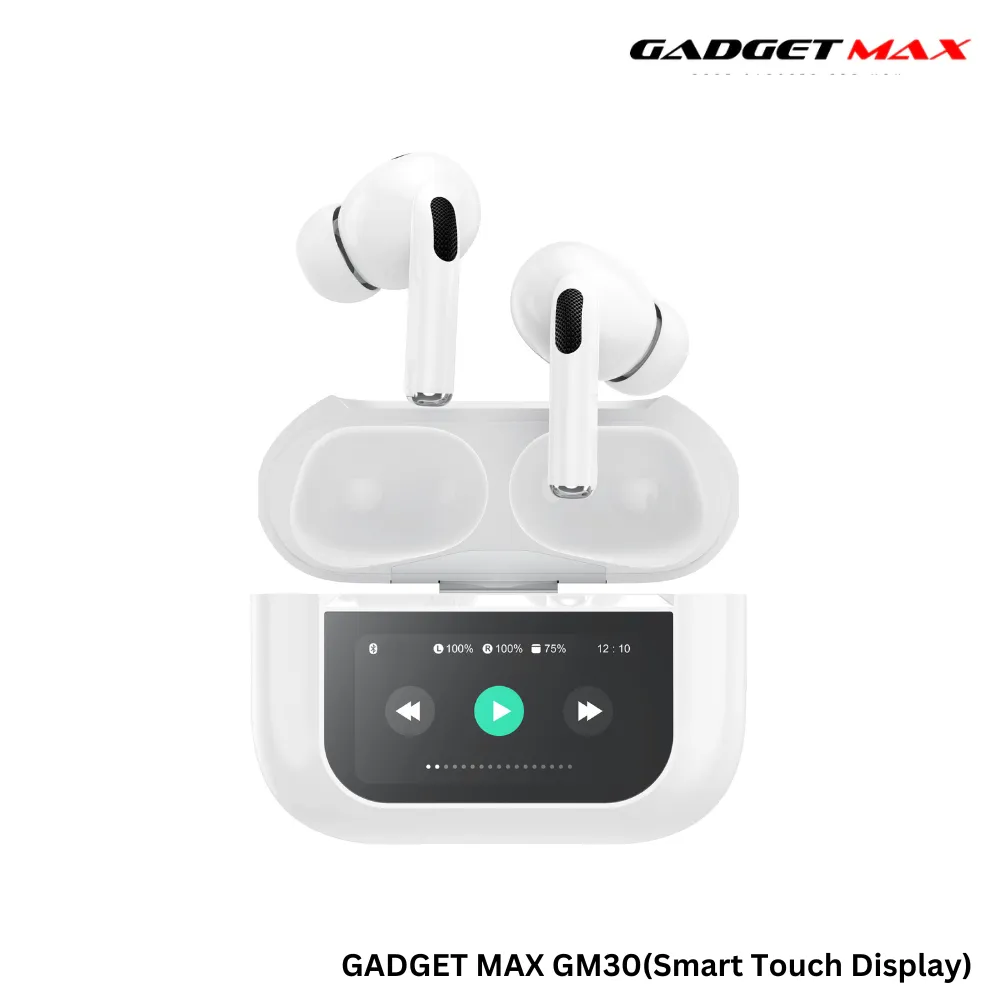 GADGET MAX GM30 Pro Smart Touch Display TWS Wireless True Wireless TWS Earbuds - White