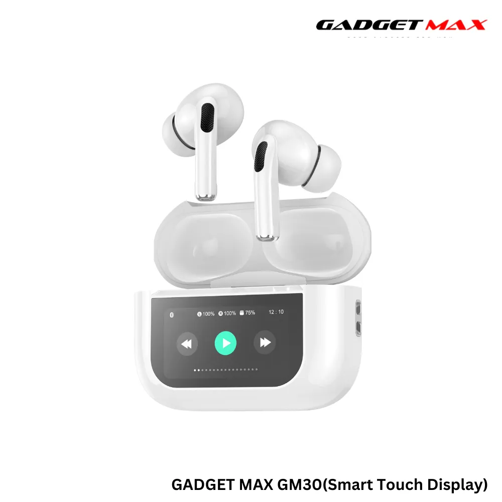 GADGET MAX GM30 Pro Smart Touch Display TWS Wireless True Wireless TWS Earbuds - White