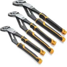 GearWrench 82205CAZ 8", 10", & 12" PITBULL K9 Straight Jaw Dual Material Tongue and Groove 3 Piece Pliers Set 