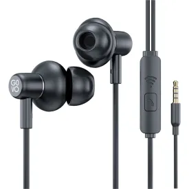 Govo GOBASS 610 in Ear Wired Earphones with Mic for Calls, 12mm Dynamic Driver, Noise Cancellation, 3.5mm Jack (Platinum Black)