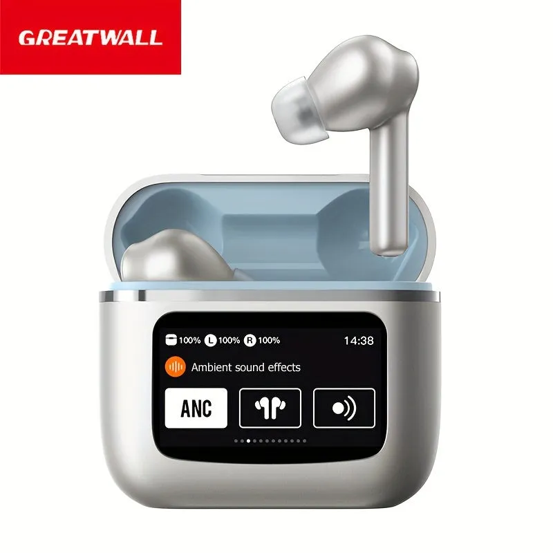 GreatWall TWS LED Display Wireless In-ear Sports Headphones With APP Function With Microphone, Touch Control Earbuds, Perfect For Workouts And Games, Comes With USB Charging And Charging Case