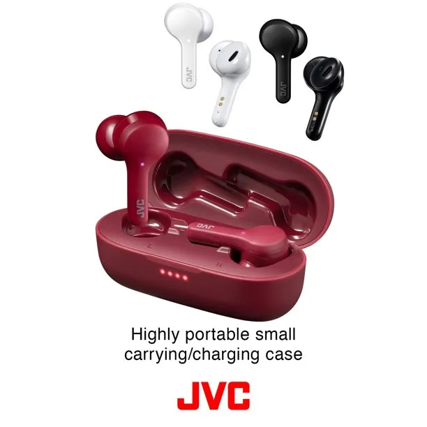 IN STOCK! JVC HA-A8TR In-Ear True Wireless Stereo Bluetooth® Earbuds with Microphone and Charging Case (Red)