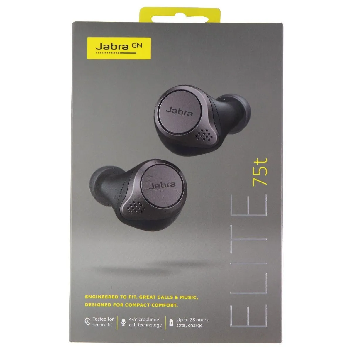 Jabra Elite 75t Earbuds True Wireless Earbuds w/ Charging Case - Titanium Black