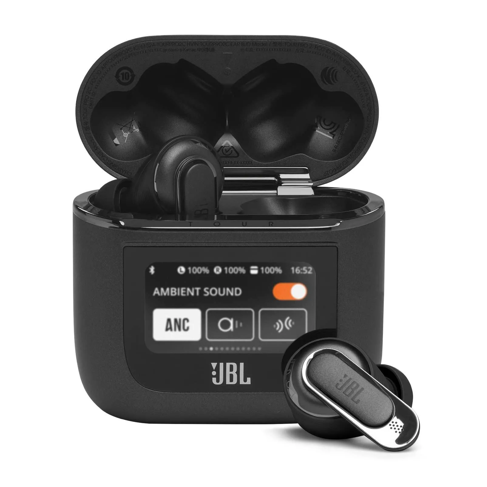 JBL Tour Pro 2 - True Wireless Noise Cancelling Earbuds with Smart Case - Black