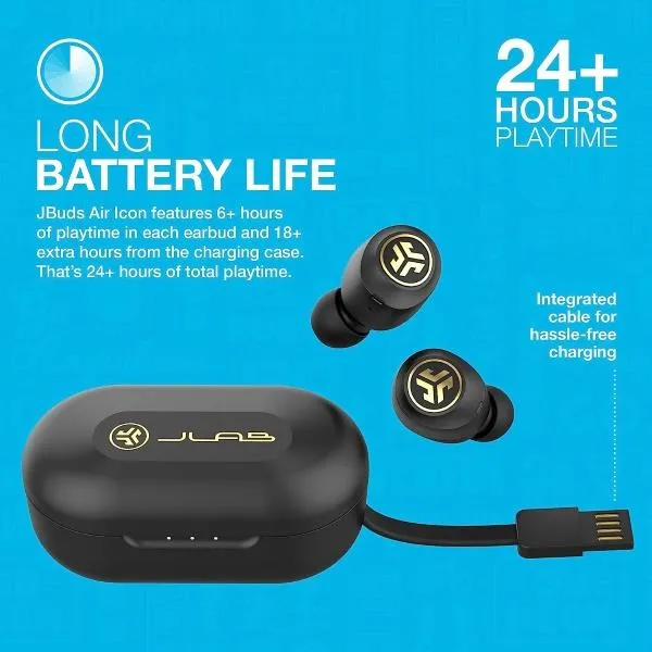 JLab JBuds Air Icon Wireless Earbuds - Black / Gold