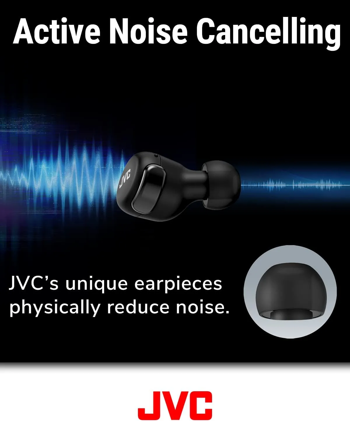 JVC Compact True Wireless Noise Cancelling Earbuds