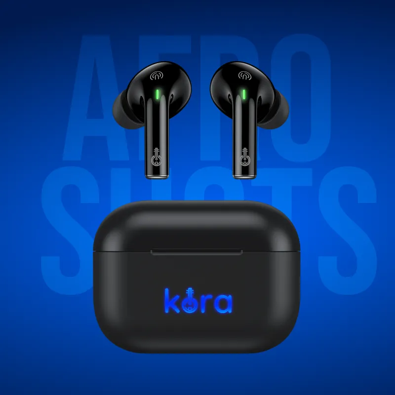 Kora Afroshots Wireless Earbuds with 8mm drivers, 30 Hours Playback, Type C Fast Charging