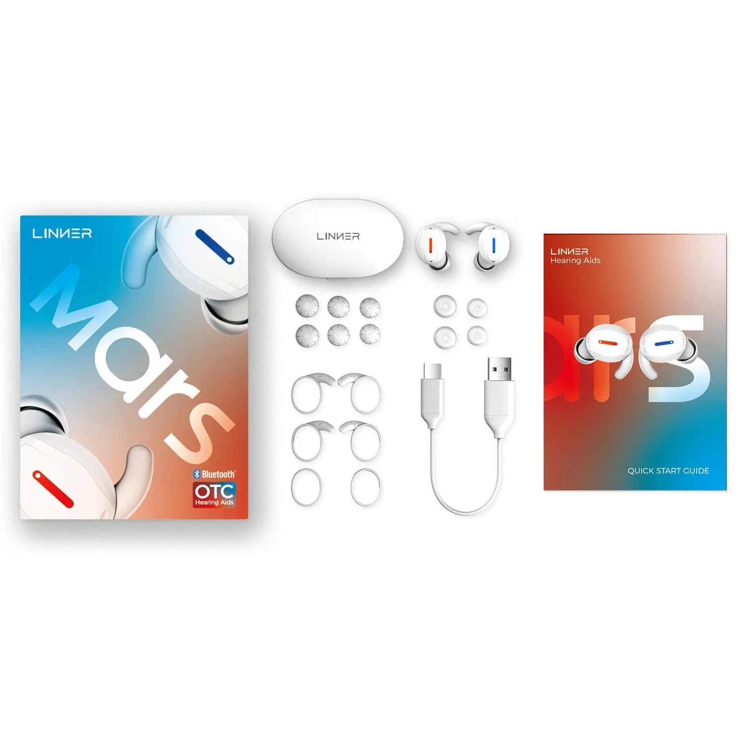 LINNER Mars OTC Hearing Aids with Noise & Feedback Cancellation Discreet Fit for All-Day Comfort with Focus Mode