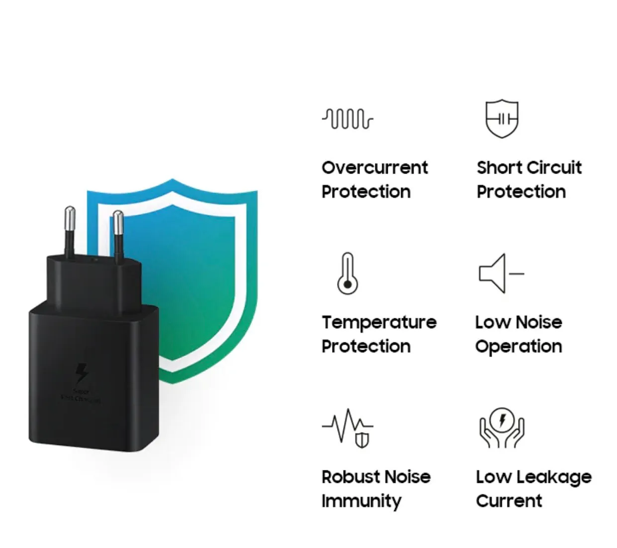 <div style="font-size:80%">Samsung 45W Type-C<br>Super Fast Charger 2.0<br>(Include 1.8m Type-C Cable)</font></div>