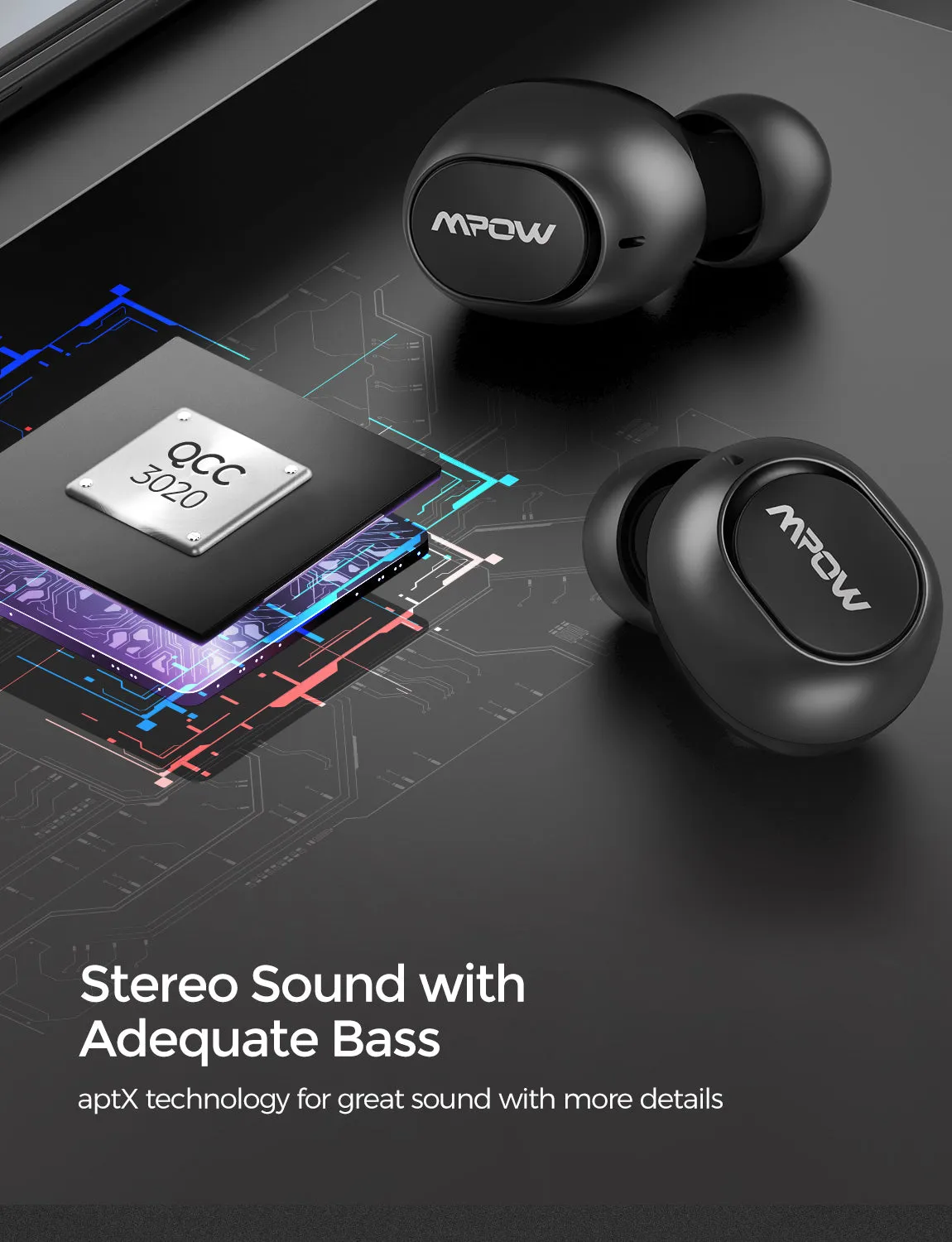 Mpow M5 aptX True Wireless Earbuds with cVc 8.0 Noise Cancellation