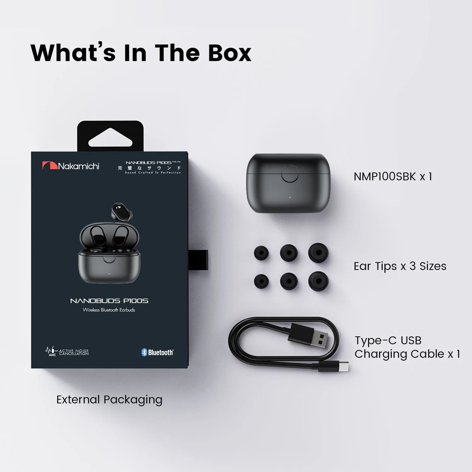 Nakamichi P100S Nanobuds ANC Wireless Earbuds