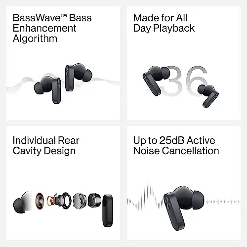 OnePlus Nord Buds 2 TWS in Ear Earbuds with Mic,Upto 25dB ANC 12.4mm Dynamic Titanium Drivers, Playback:Upto 36hr case, 4-Mic Design, IP55 Rating, Fast Charging [Thunder Gray]@INR 2299 with bank offer