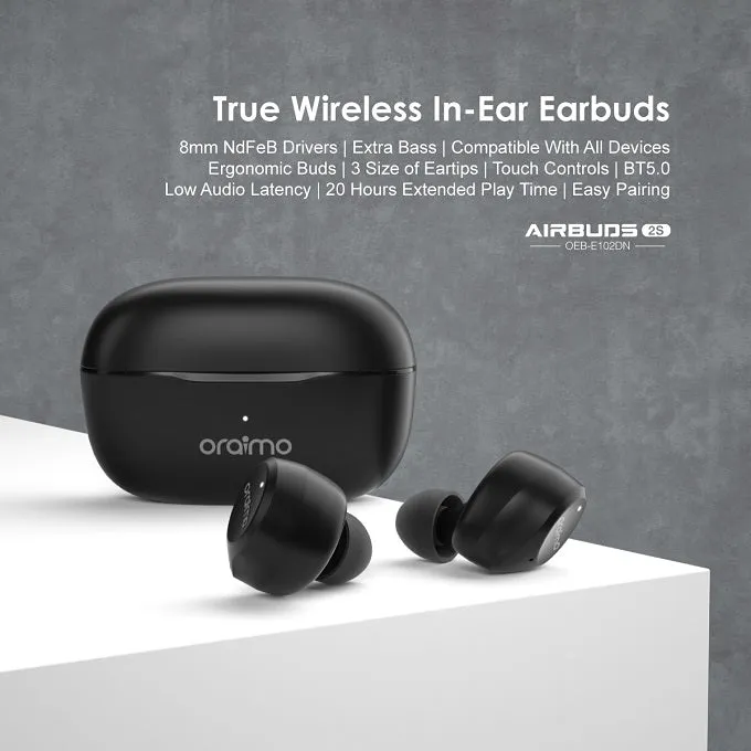 oraimo AirBuds 2S Super Bass TWS True Wireless Stereo Earbuds - Online Exclusive