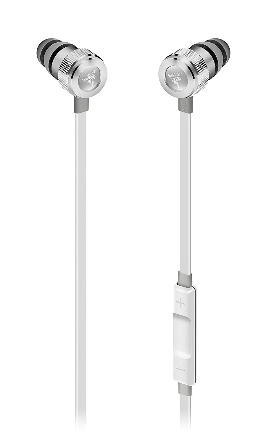 Razer Hammerhead Earbuds for iOS: DAC Custom Tuned Dual Driver Technology In Line Mic & Volume Control, Mercury White