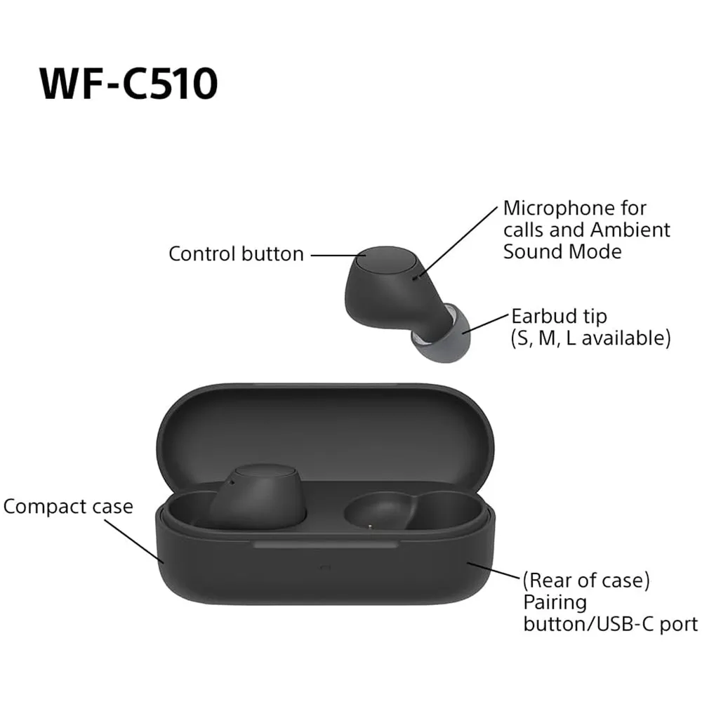 Sony WF-C510 True Wireless Bluetooth In Ear Headphones Black