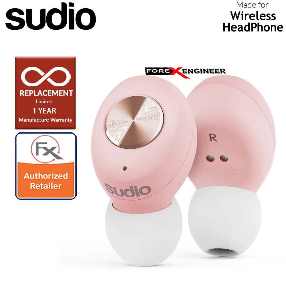 Sudio TOLV True Wireless Earbuds - Instant pairing - Pink Color ( Barcode : 7350071382011 )