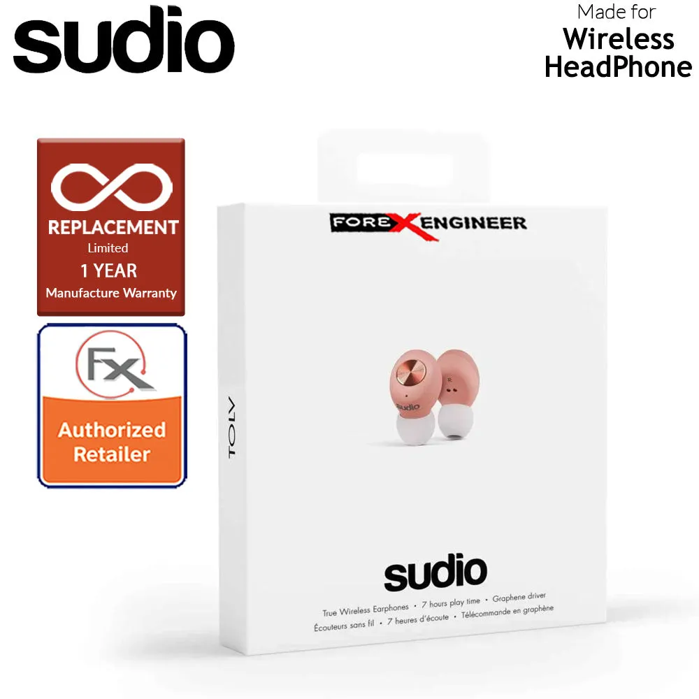 Sudio TOLV True Wireless Earbuds - Instant pairing - Pink Color ( Barcode : 7350071382011 )