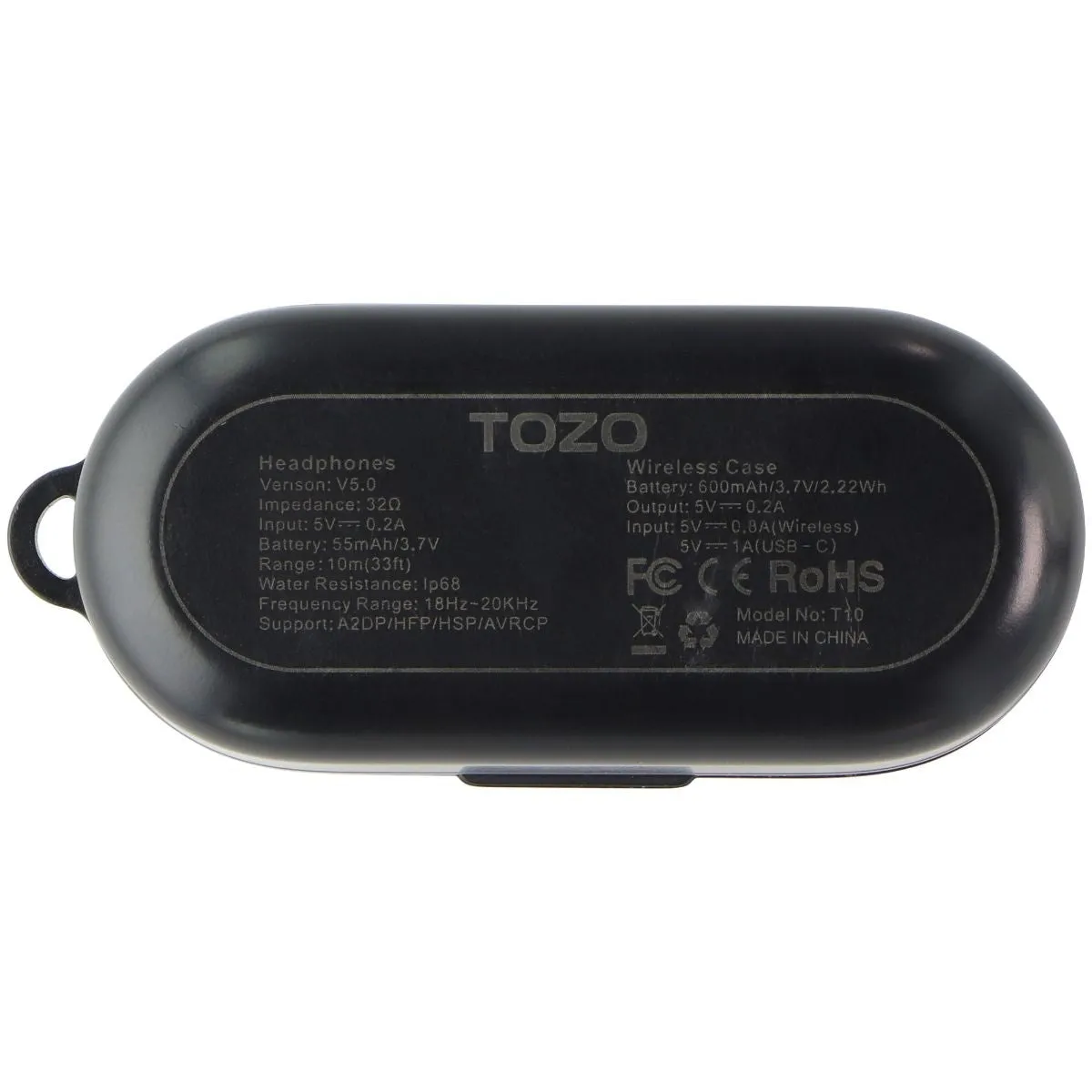 TOZO T10 Bluetooth Wireless Earbuds with Wireless Charging Case - Black