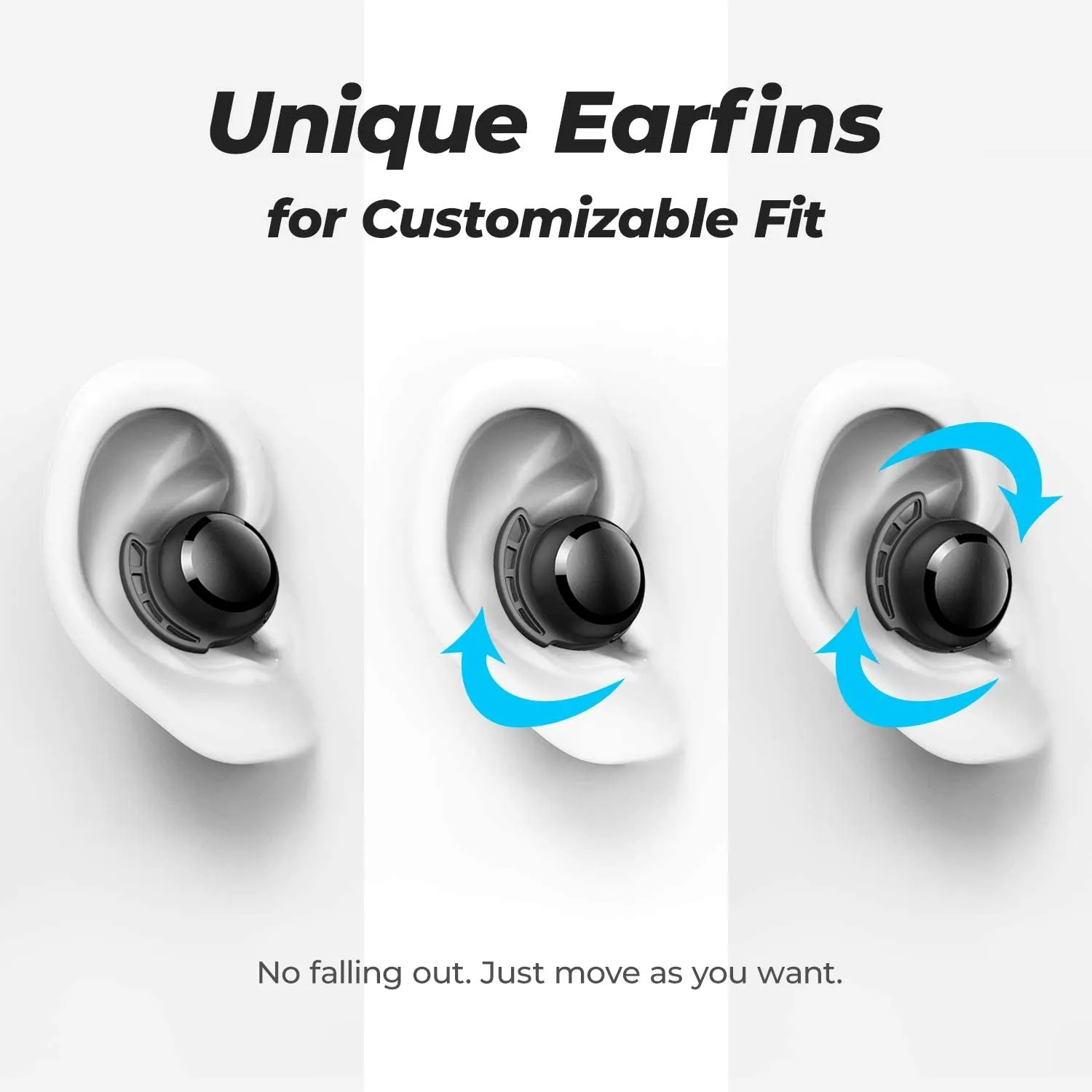 Tribit 100H Playtime Bluetooth 5.0 IPX8 Waterproof Touch Control Wireless Bluetooth Earbuds with Mic Earphone In-Ear Premium Deep Bass