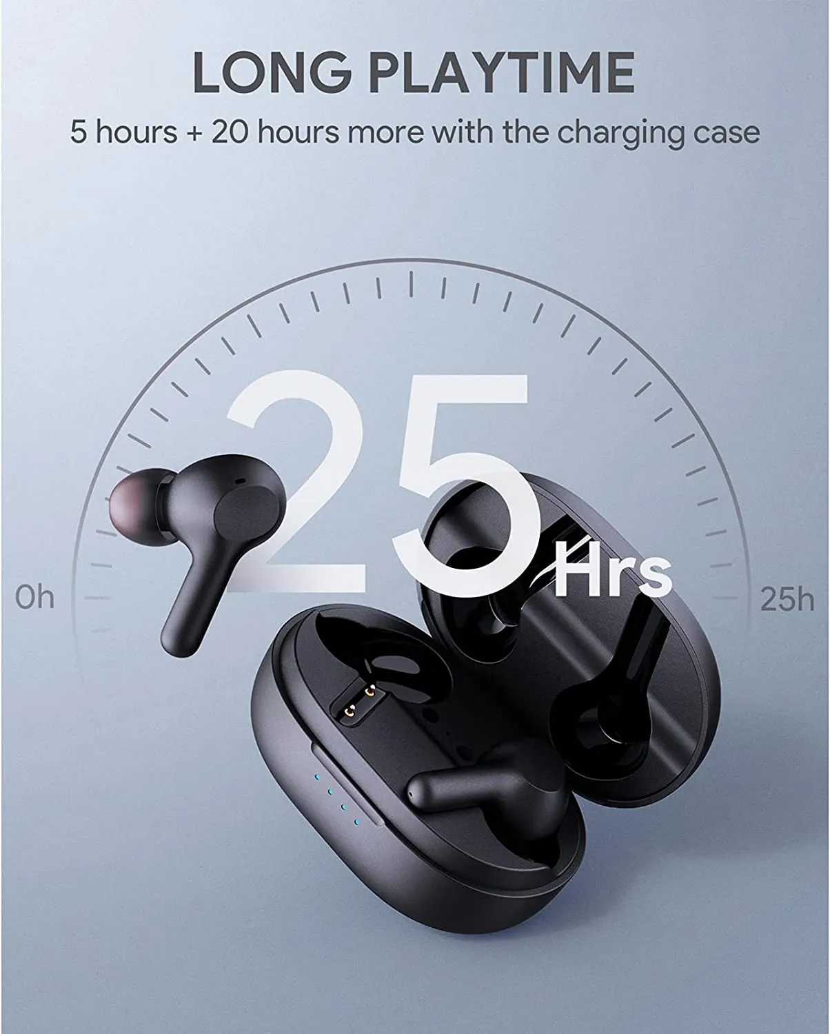 True Wireless Earbuds, Bluetooth 5 Headphones, USB-C Quick Charge, IPX5 Waterproof, 25H Playtime, One-Step Pairing, Hi-Fi Stereo Earphones EP-T25