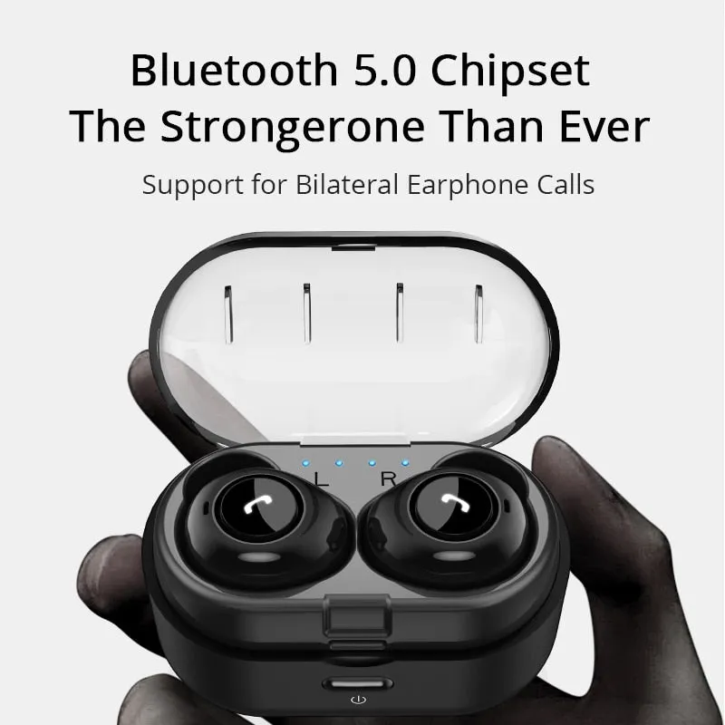 TWS Bluetooth 5.0 Earphone Wireless Earbuds Deep Bass 3D Stereo Headset Sport Handsfree Headphone with Dual Microphone for Phone