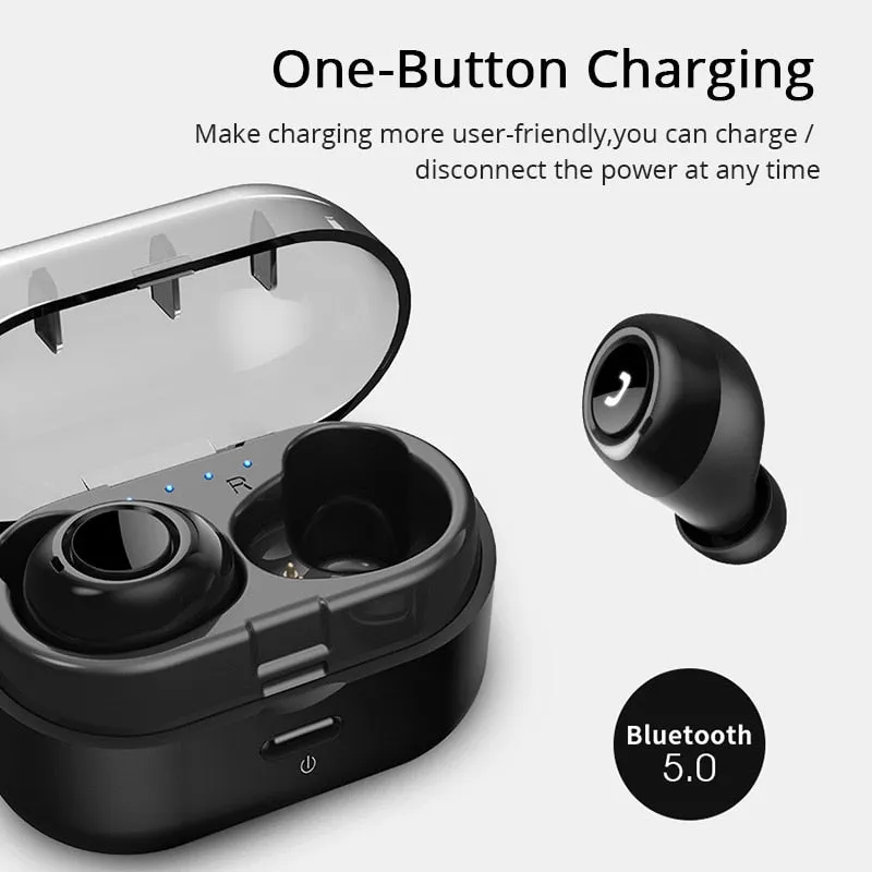 TWS Bluetooth 5.0 Earphone Wireless Earbuds Deep Bass 3D Stereo Headset Sport Handsfree Headphone with Dual Microphone for Phone