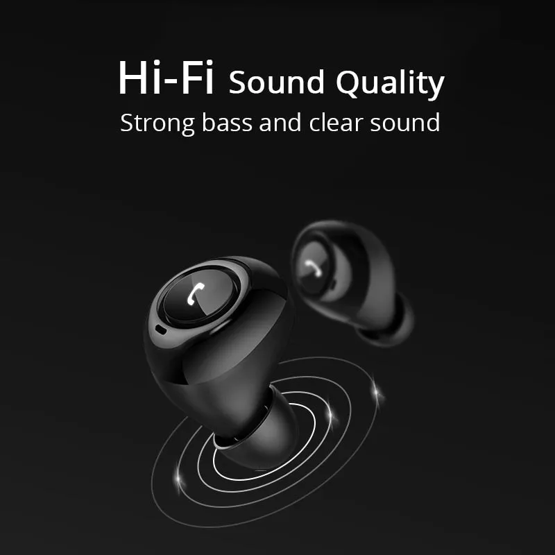 TWS Bluetooth 5.0 Earphone Wireless Earbuds Deep Bass 3D Stereo Headset Sport Handsfree Headphone with Dual Microphone for Phone