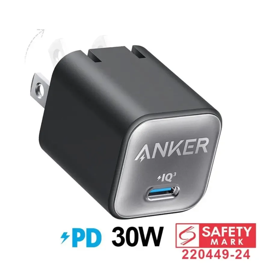 [US Plug, 2Pin] Anker Charger 511 Nano 3 30W USB C GaN Charger A2147