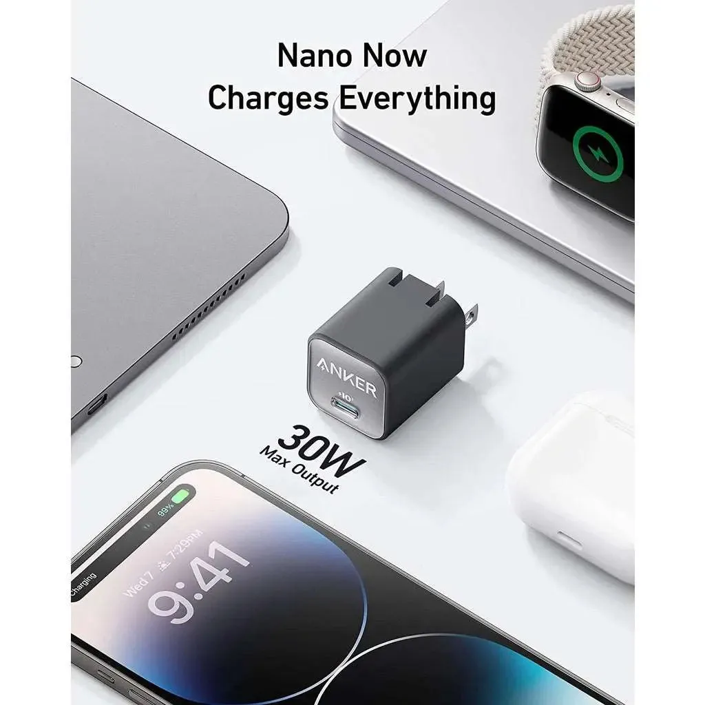 [US Plug, 2Pin] Anker Charger 511 Nano 3 30W USB C GaN Charger A2147