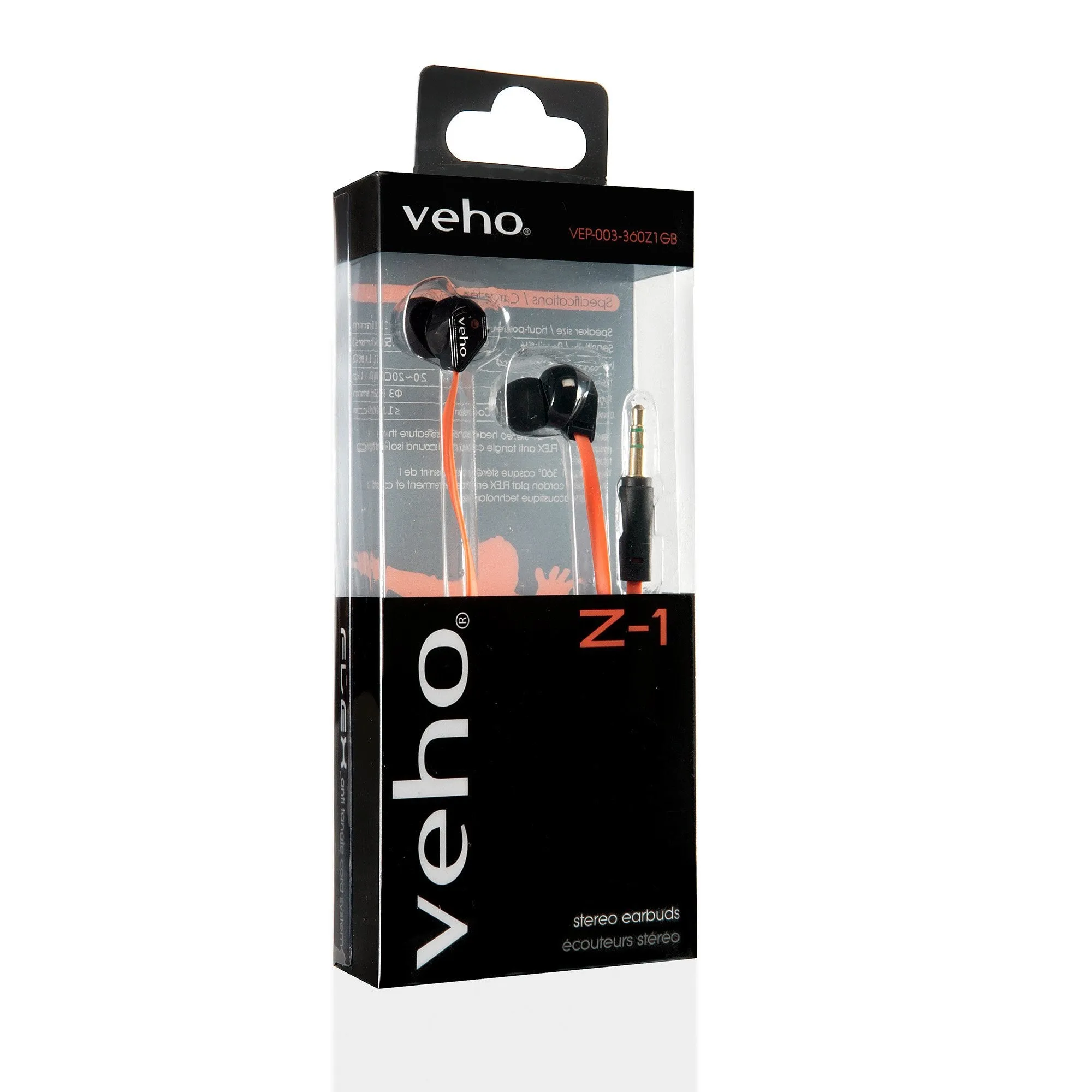 Veho 360 Z-1 Stereo Noise isolating Earphones with flex 'anti' tangle cord system