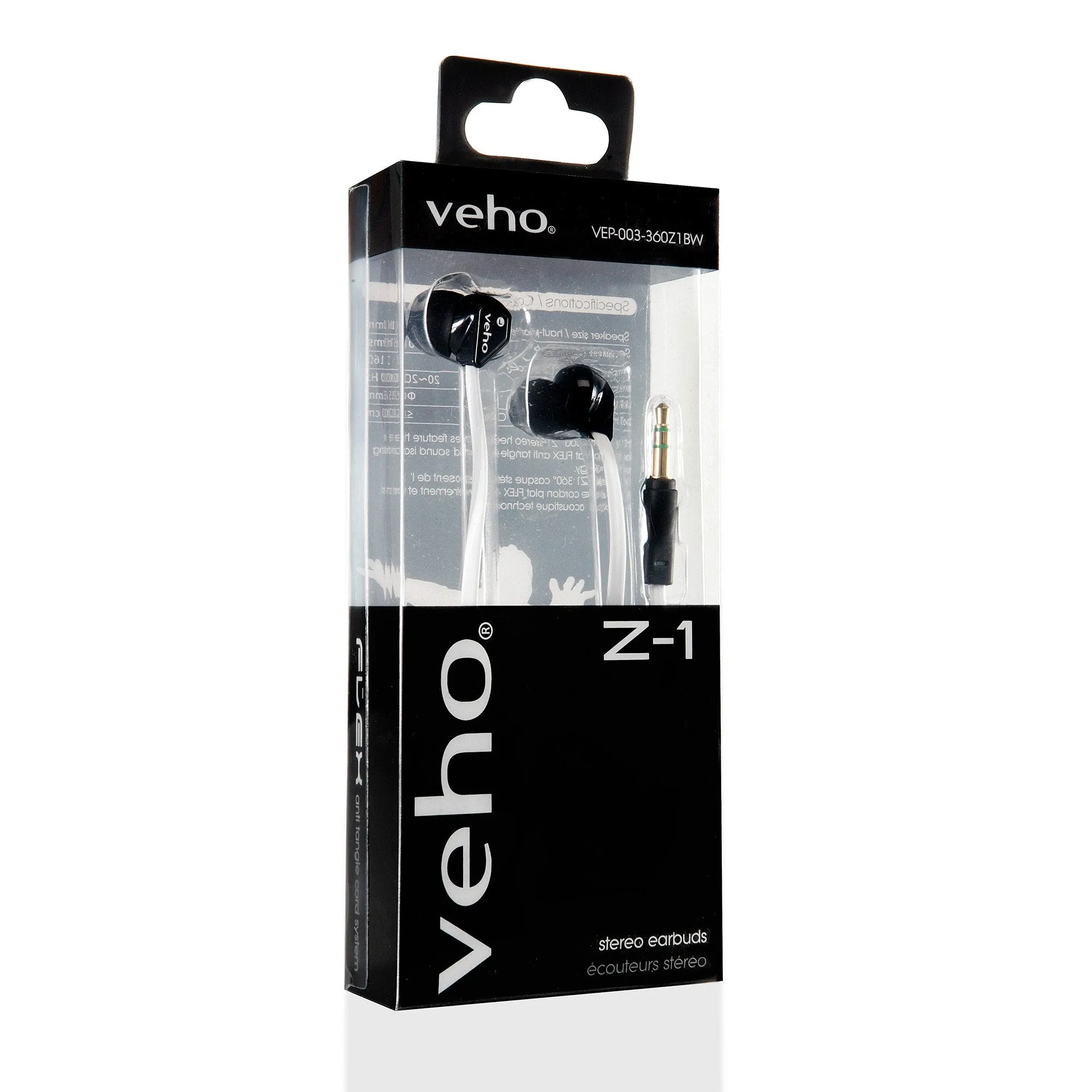 Veho 360 Z-1 Stereo Noise isolating Earphones with flex 'anti' tangle cord system