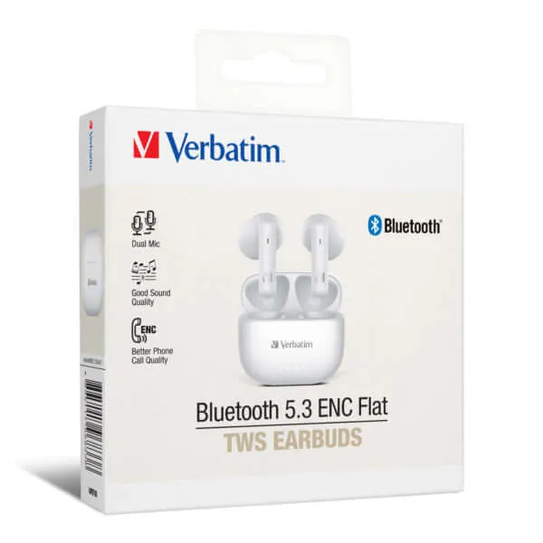 Verbatim Bluetooth 5.3 ENC Flat TWS Earbuds