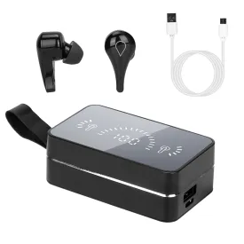 Waterproof True Wireless V5.0 Earbuds - IPX7, Touch Control, In-Ear Stereo, TWS, Noise Canceling, LED Display, Magnetic Charging Dock